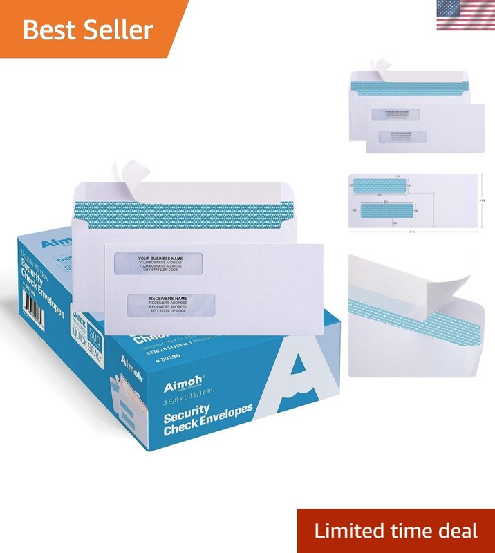500 Count Double Window Self-Sealing Envelopes for Secure Business Check Mailing