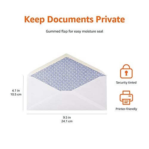 Security Tinted Business Envelopes for Documents & Invoices, 500 Pack, 4-1/8" x gallery