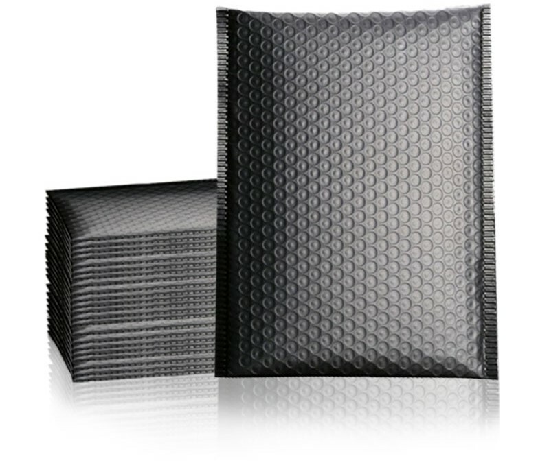 2 size Black MATTE METALLIC Poly Bubble Mailers Mailing Padded Envelopes