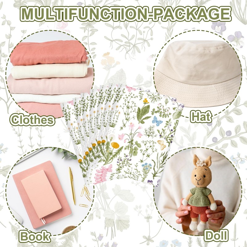 100 Pcs Spring Poly Mailers 10 x 13 Inch Wildflower Mailing Bags Green Wild F... gallery