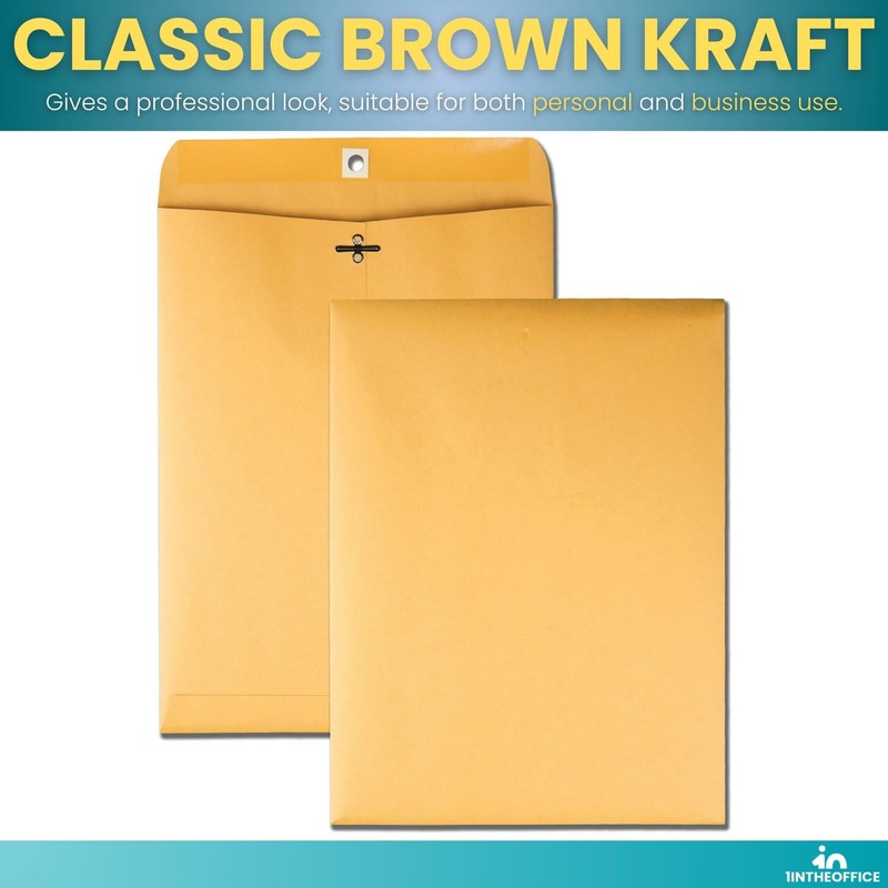 1InTheOffice Clasp Envelopes 10x13 - Kraft Self-Seal #97, Large Large, Brown gallery