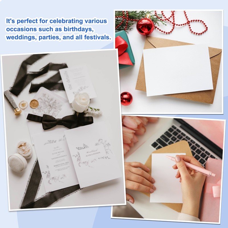 100 Set 4 x 6" Blank White Half Fold Card and Envelopes, White gallery