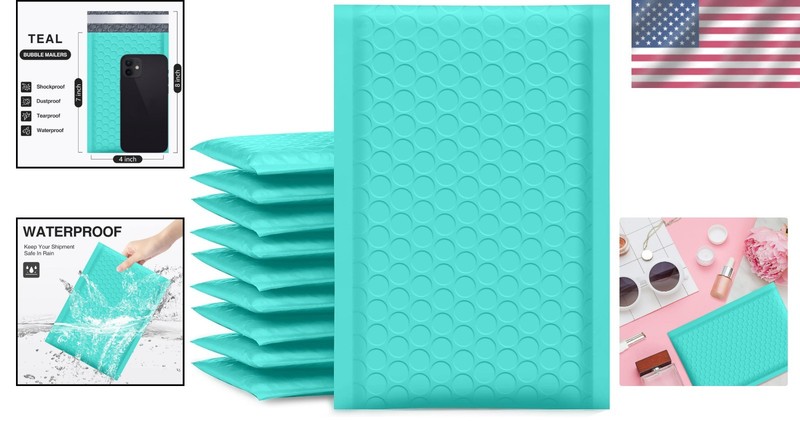 50 Count Teal Padded Envelopes 4x8 Inch - Opaque & Waterproof Shipping Solutions gallery