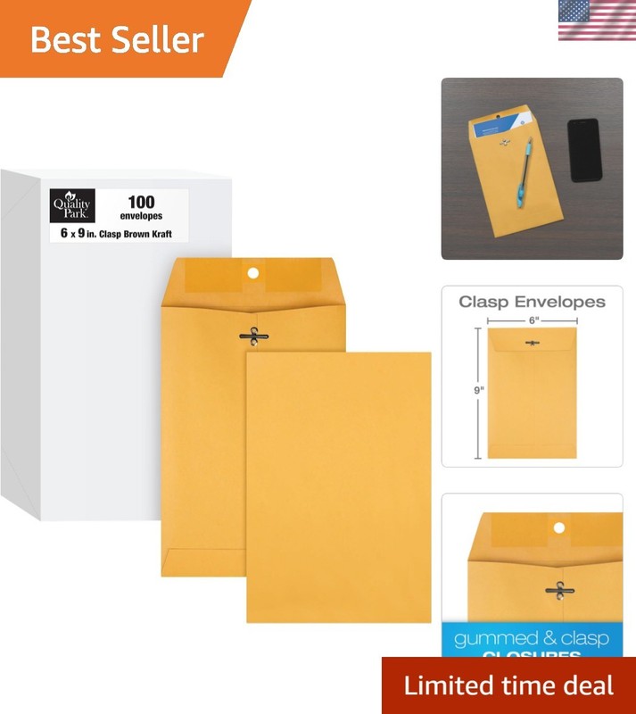 6 x 9 Clasp Envelopes, Clasp and Gummed Closures for Storing or Mailing, 28 l…