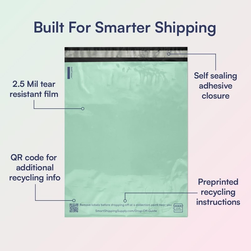 100 Count, 10x13 inch 100% Recycled Poly Mailers Eco Friendly Packaging Envel... gallery