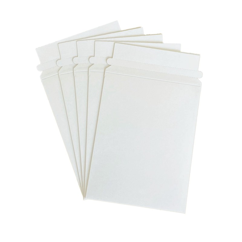 25 PK 7×9 Photo Decal Document Flat Cardboard White Envelope Mailer Self Seal