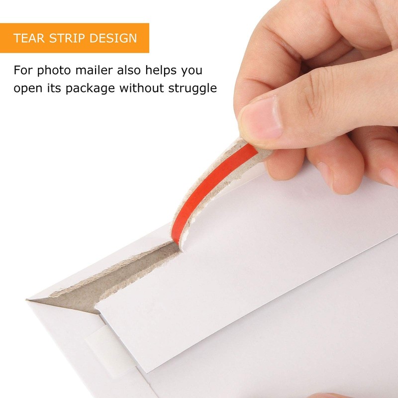 100 Pack Rigid Mailers 6 x 10 Stay Flat Mailer White Self Seal Cardboard Pape... gallery