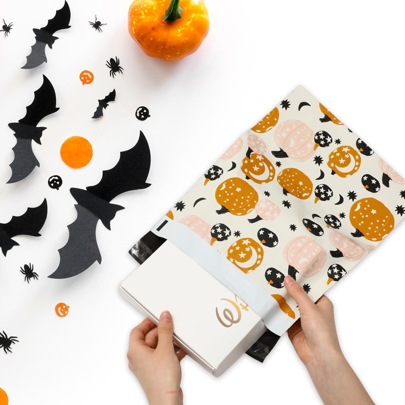 100Pcs Fall Poly Mailers 10 x 13 Inch Orange Pink Pumpkin Packaging Bags Wate... gallery