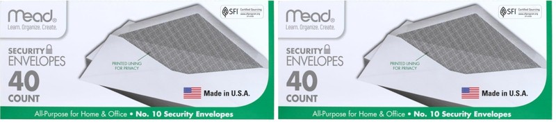 Mead #10 Envelopes, Security Printed Lining for (4-1/8″ x 9-1/2″), White