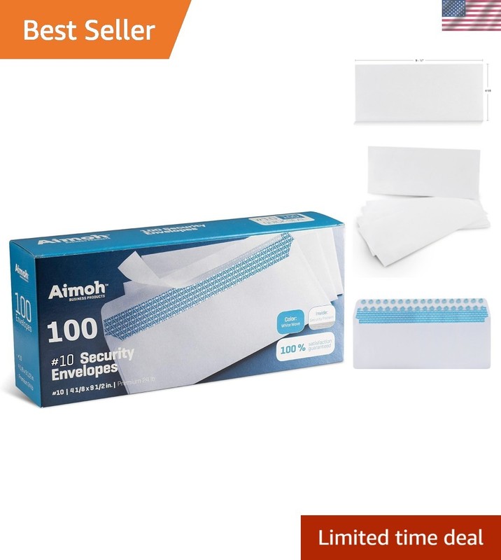 Self-Sealing Security Envelopes | 100 Ct., No Window, For Confidential Mailing
