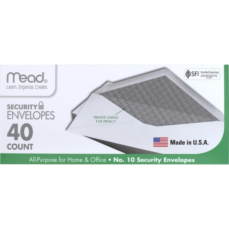Best 10 Envelopes, Letter Size, 418 x 912, Security Printed Lining for Privacy