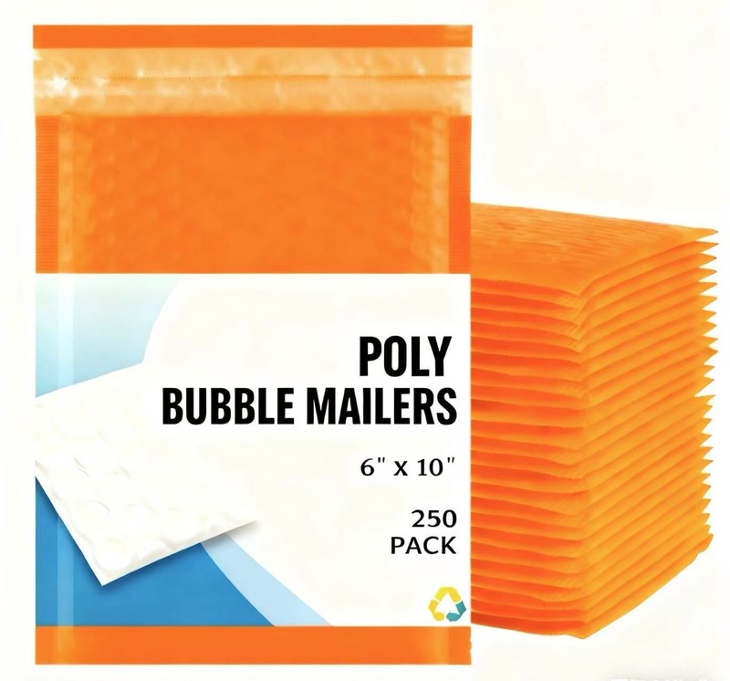 #0 6×10 6×9 Color Poly Bubble Envelopes Mailers Padded Bags ORANGE 250 Pieces