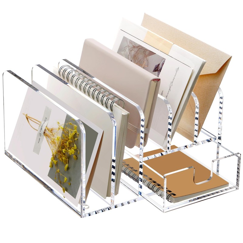 SANRUI Acrylic Mail Sorter Desktop Organizer Holder with Drawer, Transparent