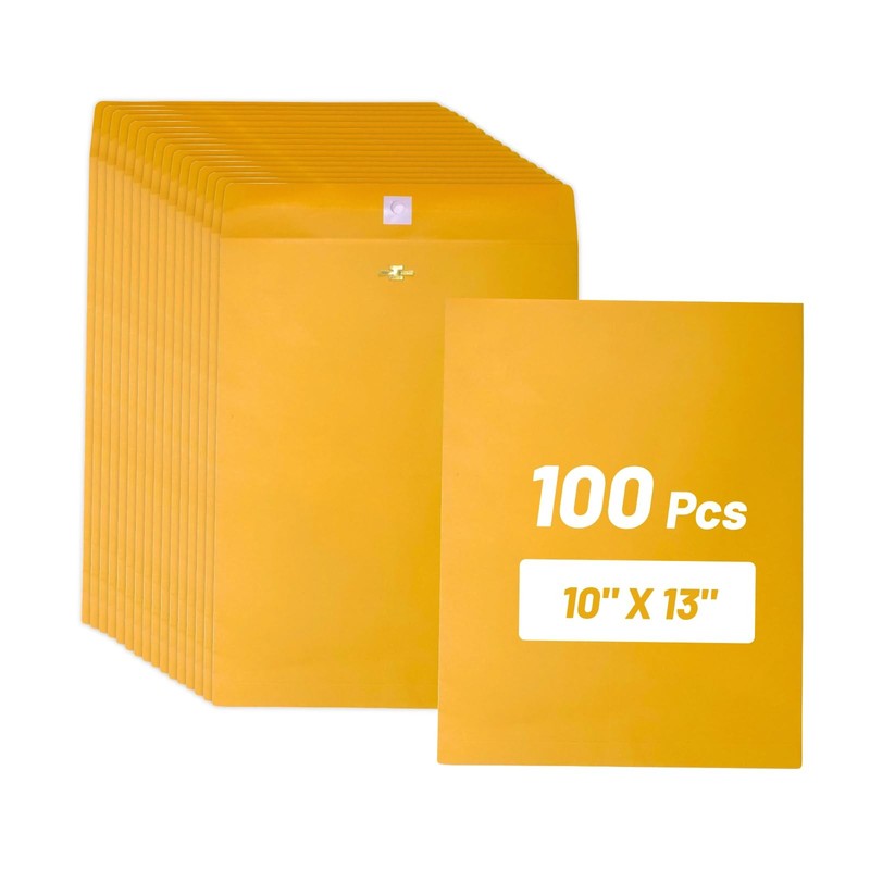 Manila Clasp Envelopes 10×13 100 Pcs, Large Brown Yellow 10 x 13 Envelopes wi…