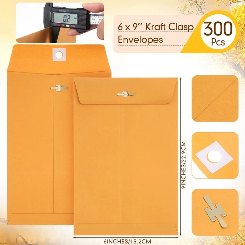 300 Pcs 6x9 Manilla Envelopes with Clasp Closure for Mailing and Storage gallery