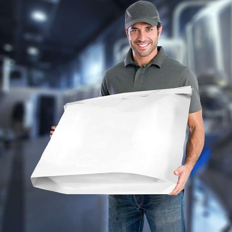 White Gusseted Poly Mailers, 24 x 21 x 6 Inch. Pack of 25 Expansion Poly Mail... gallery