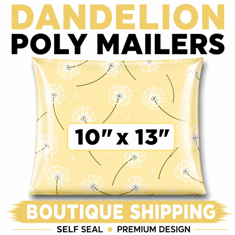 10×13 Dandelion Designer Poly Mailers Boutique Shipping Bags Cute