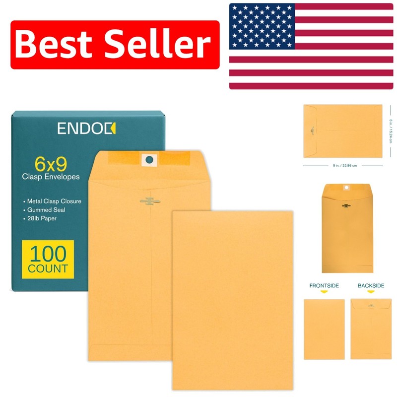 Classic Brown Kraft Clasp Envelopes – 100 Count 6×9 Heavyweight Mailing Solution