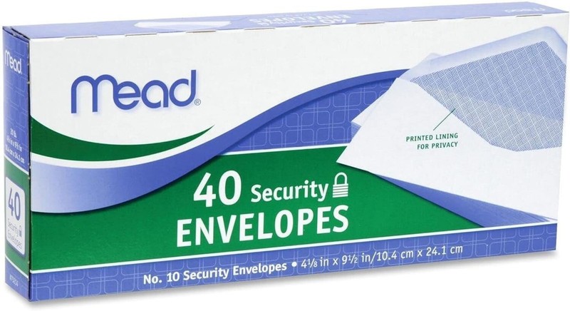 2 Mead 75214 #10 4 1/8 X 9 1/2 Gummed Closure 40 count white envelope gallery