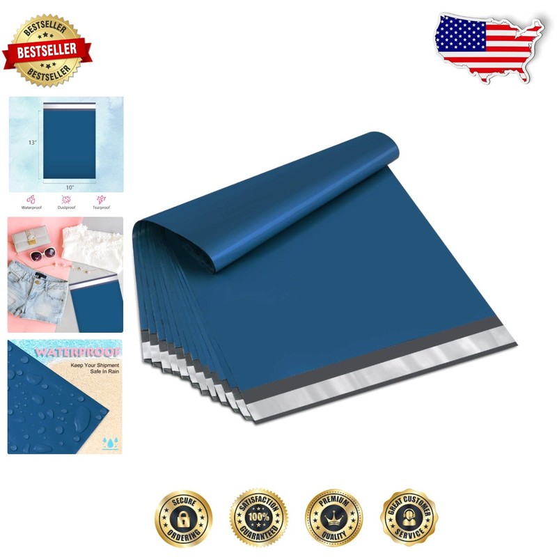 Opaque 10×13 Navy Blue Poly Mailers – 100pc Strong Mailing Envelopes