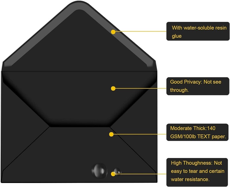 100 Count Matte Black V Flap Envelopes - Perfect for Weddings & Announcements gallery