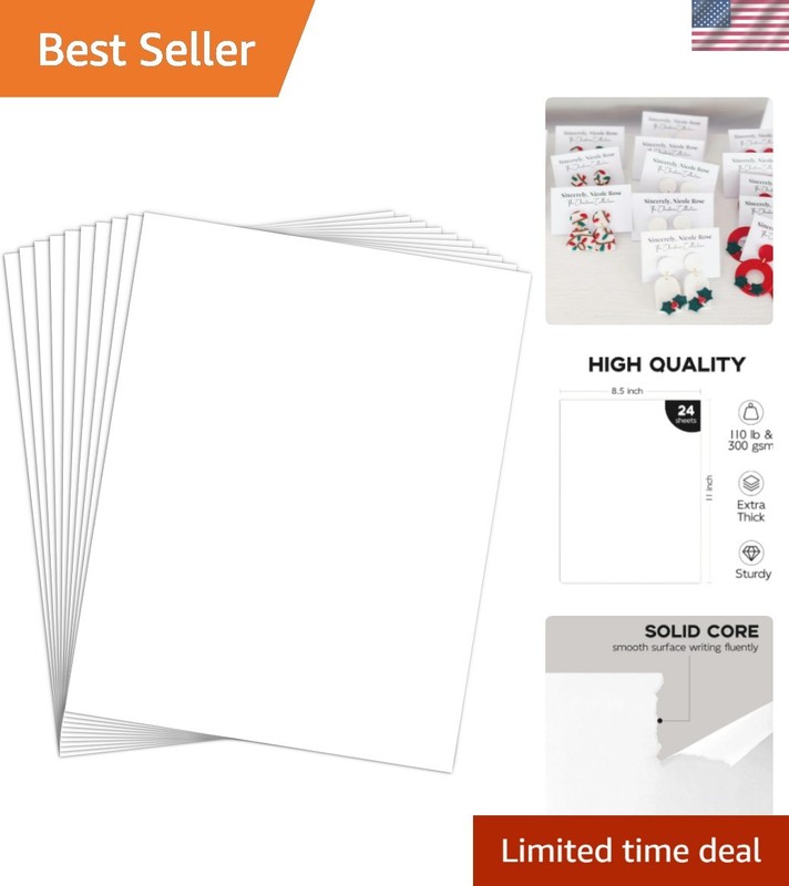 Heavy Weight 110lb Cover Cardstock White Certificate paper, 24 Pack White Car…