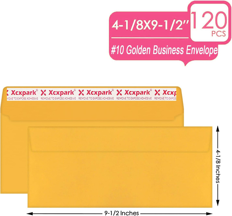 Xxcxpark 120 PCS #10 Golden Self Seal Kraft 4-1/8 X 9-1/2 Inches Security Envelo gallery