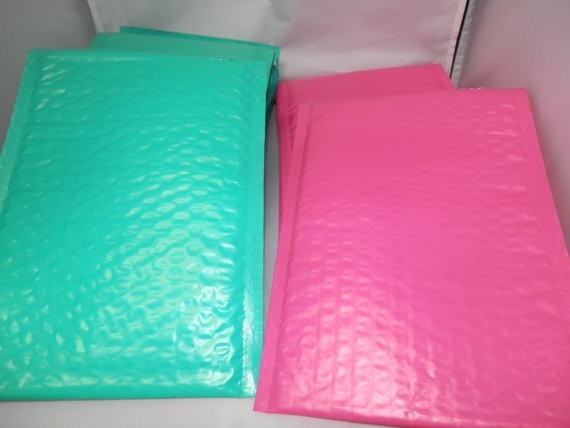 30 New Hot Pink & Teal Poly Bubble Mailers,6×9 Padded Mailing Shipping Envelopes