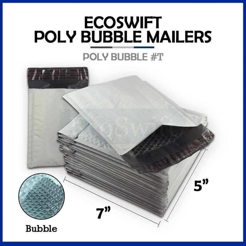 1 #T 5 x 6 EcoSwift Self Seal Poly Bubble Mailers Padded Shipping Envelopes Bags