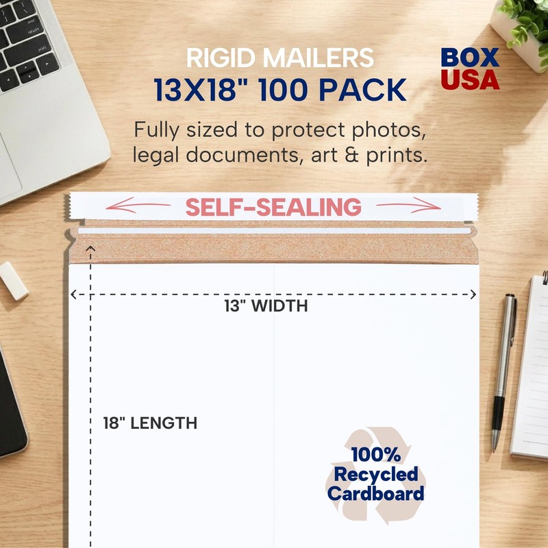 Aviditi 13 x 18 Stayflats Rigid Flat Mailers, Kraft, for Keeping Documents, Phot gallery