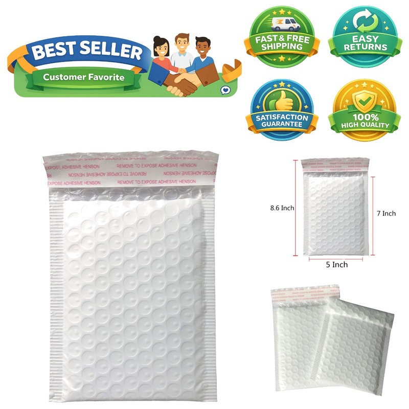 50 Count 5x7 Inch Padded Self-Sealing Poly Mailers - For Secure Shipping Needs
