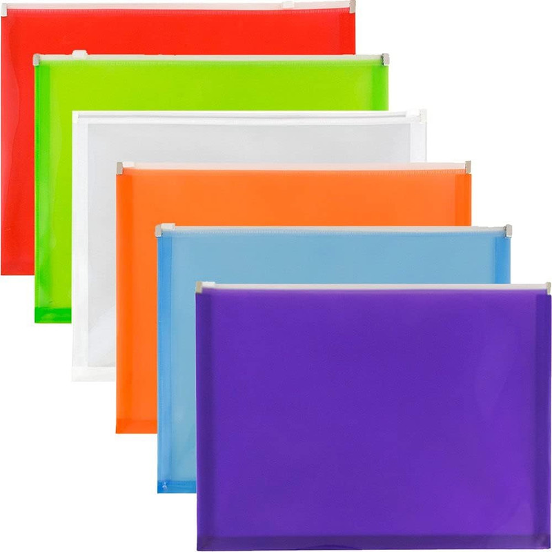 JAM PAPER Plastic Envelopes with Zip Closure – Letter Booklet – 9 3/4 X 13 – Ass