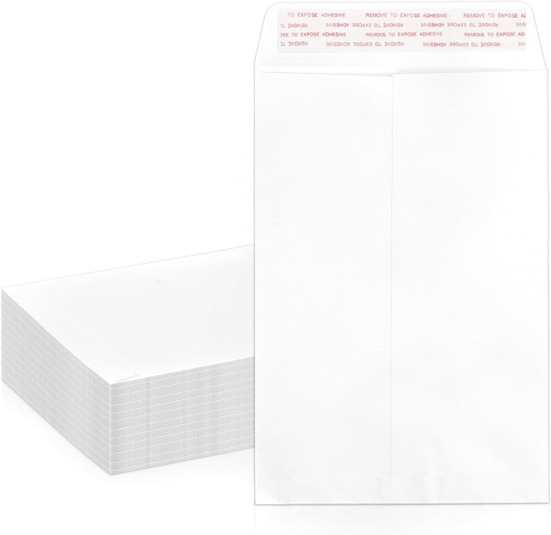 50 PCS White Catalog Envelopes 6X9, Self Seal 100 GSM Manila Envelopes for Maili