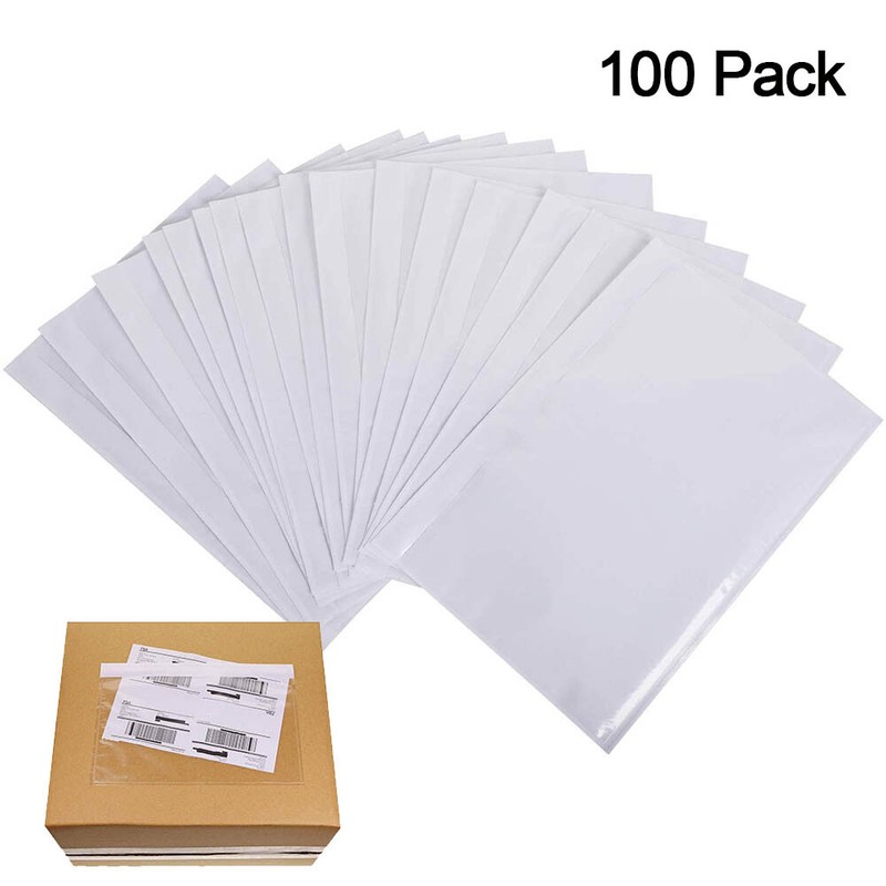 100 Pack 6×9 Clear Packing List Envelopes Shipping Label Invoice Pouches