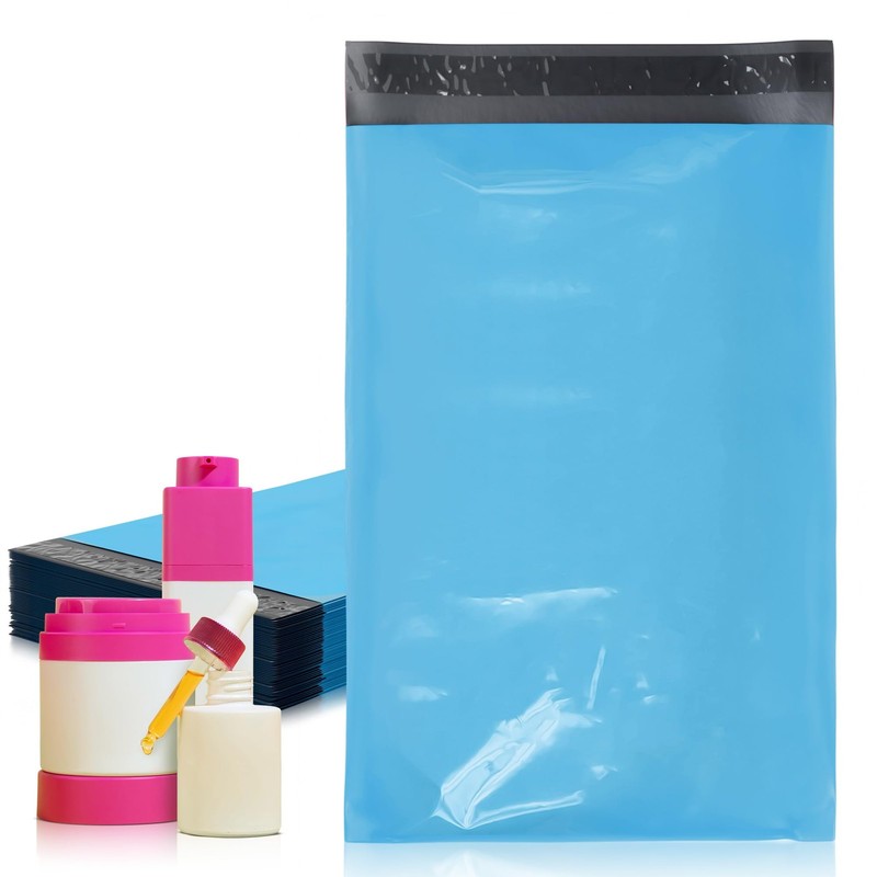Blue Poly Mailers Envelopes 6 x 9 Inches. Pack of 100 Plastic Shipping Bags f…