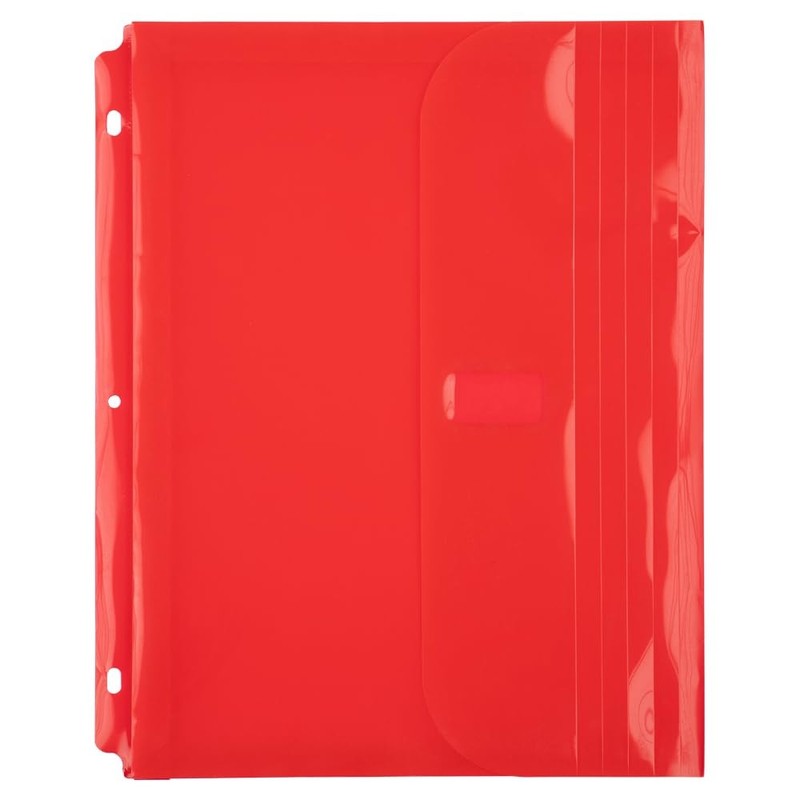 Jam Paper Plastic 3 Hole Punch Binder Envelopes Hook Loop Closure - Letter