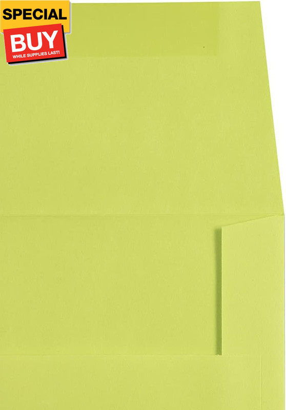A7 Colored Invitation Envelopes - 5 1/4 x 7 1/4 - Ultra Lime Green - 50/Pack gallery