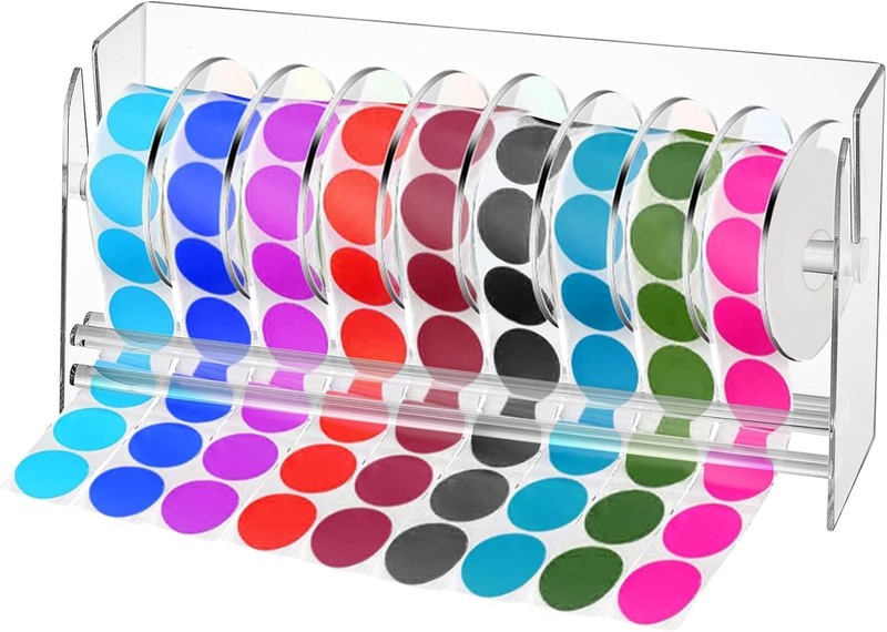Lawei Adjustable Label Dispenser, 9 Disks Acrylic Sticker Dispenser Sticker…