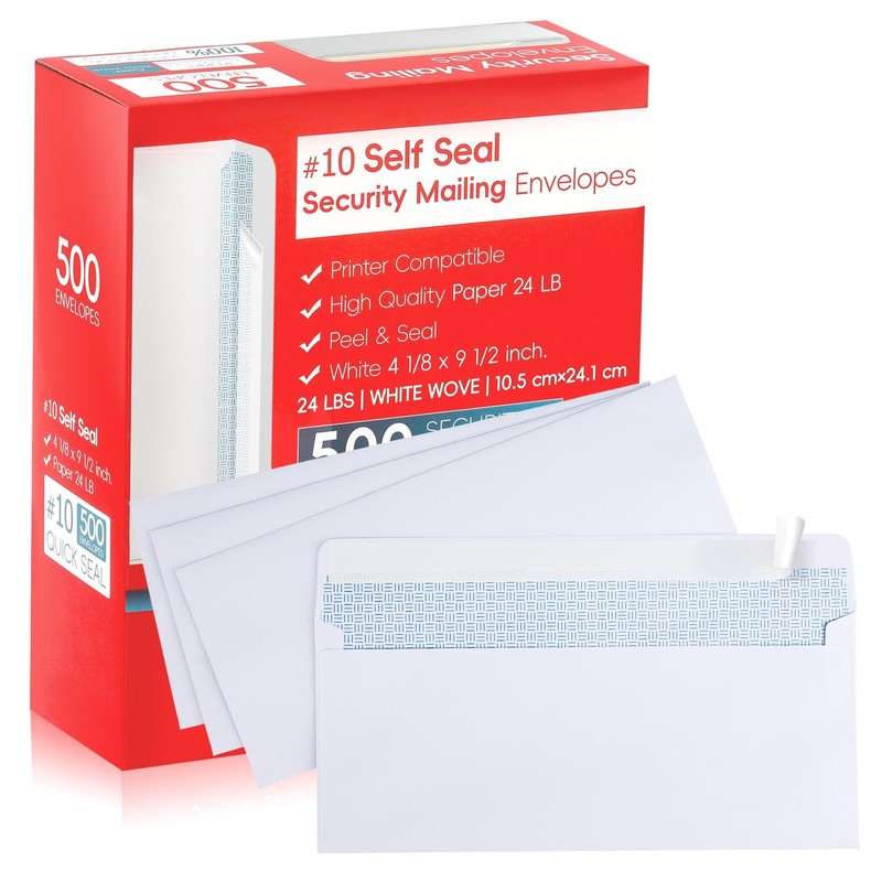 #10 Letter Size Mailing Envelopes for Business, 500pcs Self Seal Windowless S…