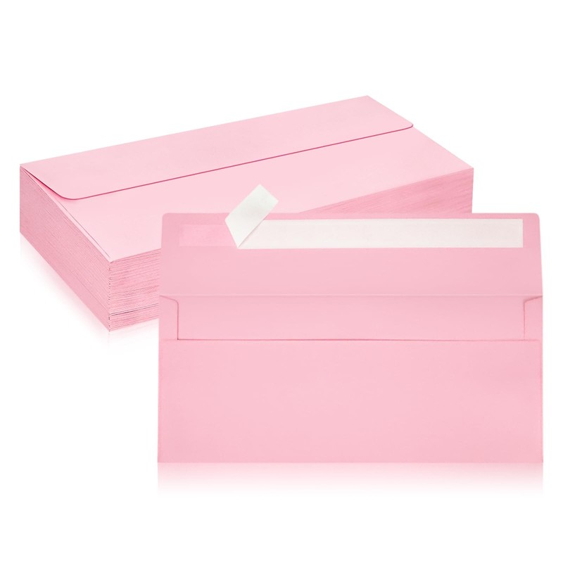 LIKAJON 50 Pack #10 Business Envelopes, Pink Standard Envelopes Self Seal, Le…