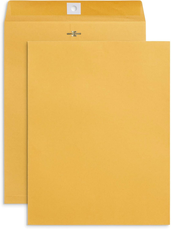 100 10” X 13” Clasp Envelopes with Gummed Seal, Large Clasp Mailing Envelopes Ma