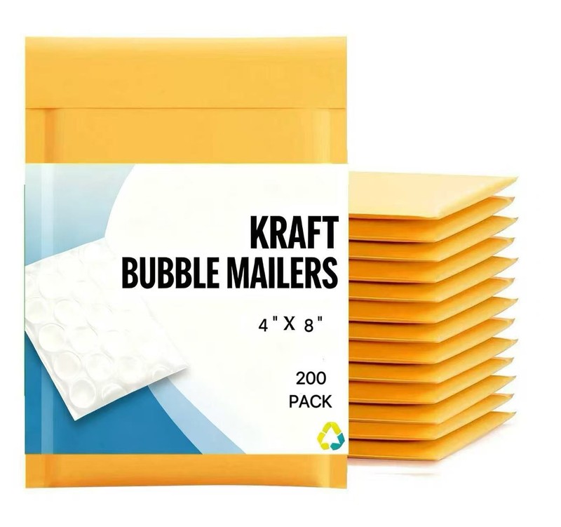 Kraft Bubble Mailers 4×8 200 Pcs,Self-Sealing Shipping Bag, Padded Envelope #000