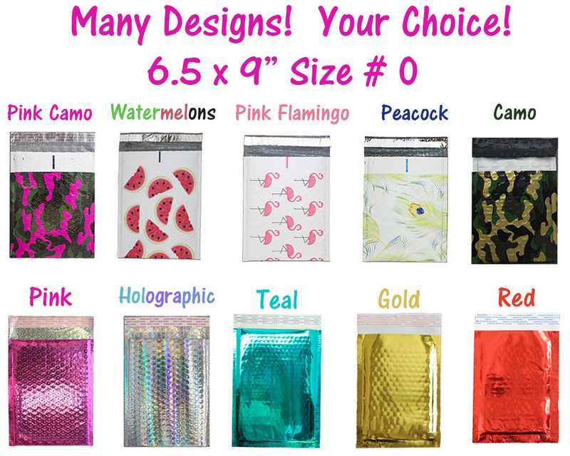 6x10 METALLIC BUBBLE MAILER, POLY BUBBLE Design Padded Shipping Bags, Pink,Teal gallery