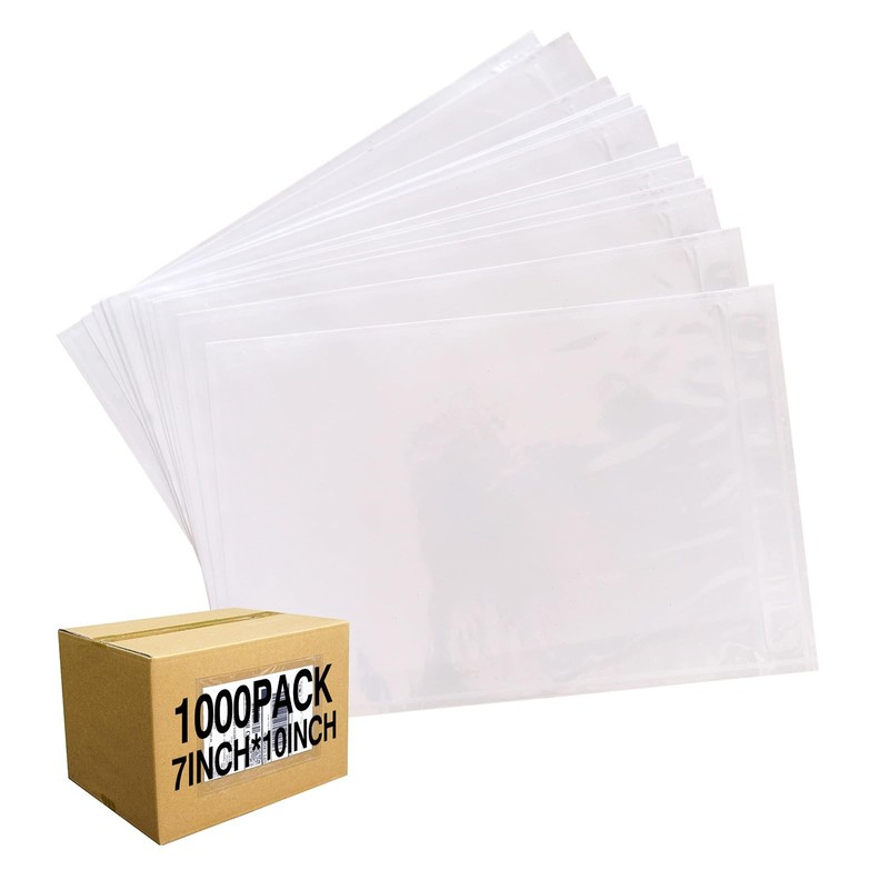 1000 Pcs 7” x 10” Clear Packing List Envelopes Adhesive Shipping Label Pouc…