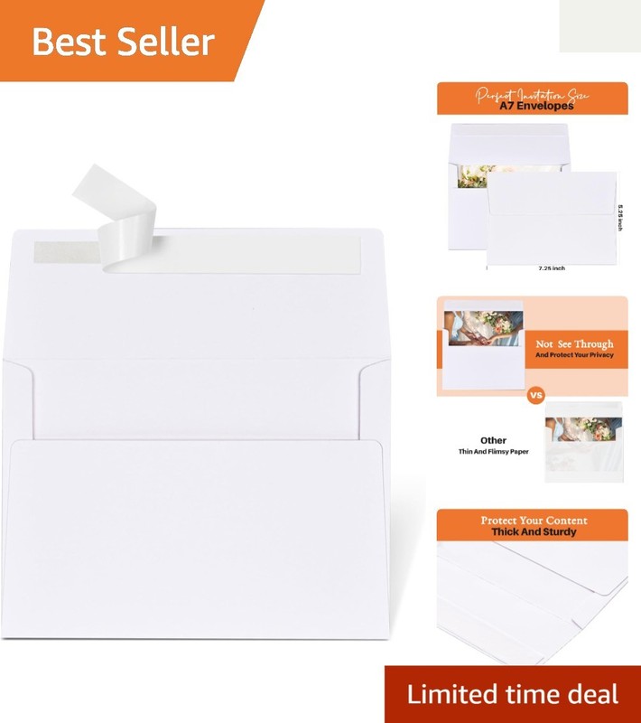 50 Pack A7 White Self-Seal Envelopes – Perfect for Invitations & Announcements