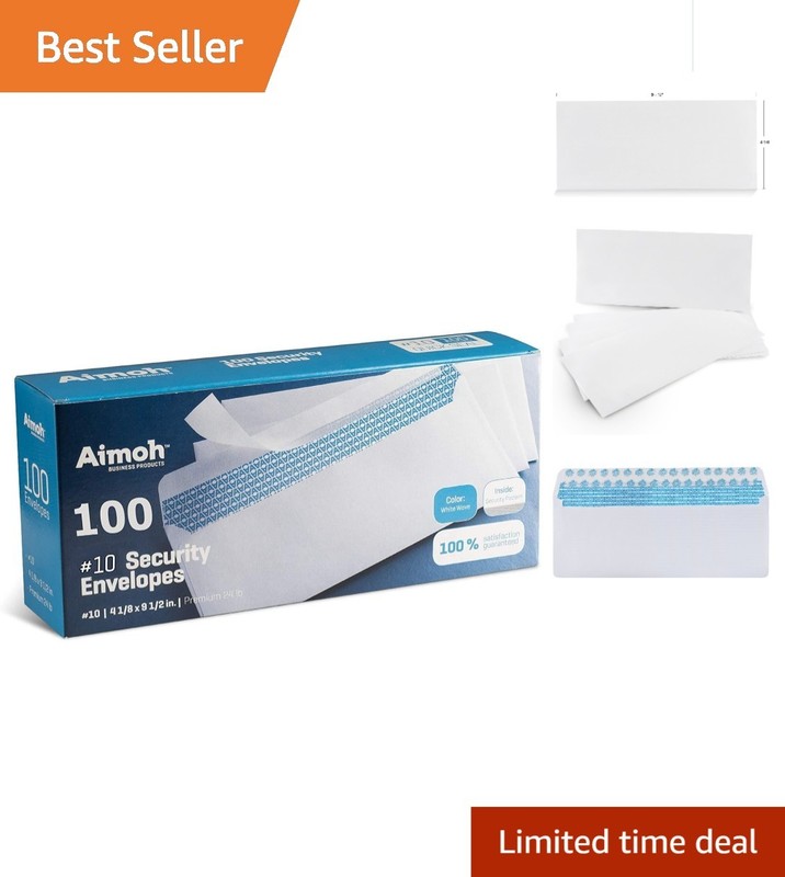 Ultra Secure 100 Self Seal Envelopes – Windowless, 4⅛ x 9½ for Safe Mailing