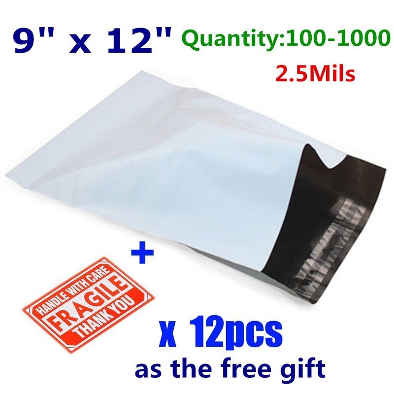 100-1000 9×12 Poly Mailers Shipping Envelopes Self Sealing Plastic Bags 2.5 Mil