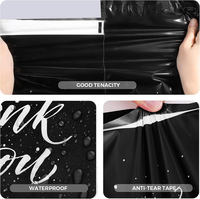 Thank You Poly Mailers 14.5X19 50 Pcs, Easy to Carry Shipping Bags with Handle, gallery