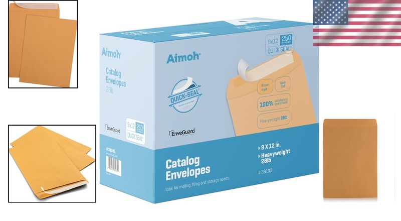 9x12 Self-Seal Kraft Envelopes - 250 Count - Durable 28lb Paper Catalog Mailers gallery