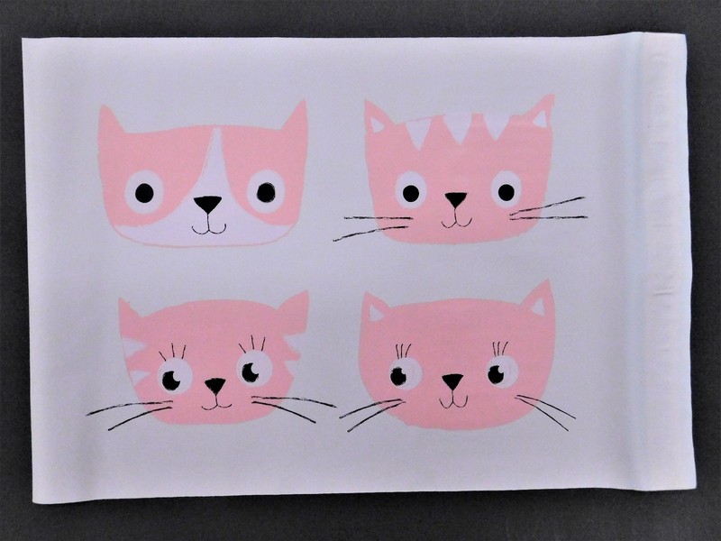 100 10x13 Designer Pink CATS Mailer Poly Flat Plastic Shipping Envelope Bag gallery